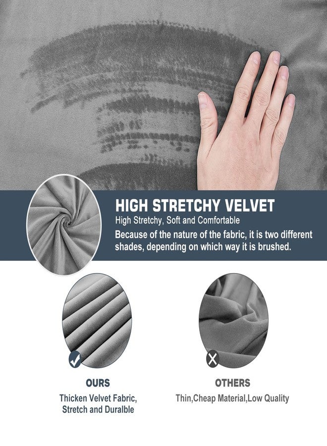 NeColorLife غطاء عثماني مخملي من NeColorLife، غطاء عثماني مربع للتخزين، غطاء سميك قابل للتمدد، غطاء مسند قدم مع شريط مطاطي للعثماني المستطيل والمربع (حجم كبير، رمادي داكن) - Image 3